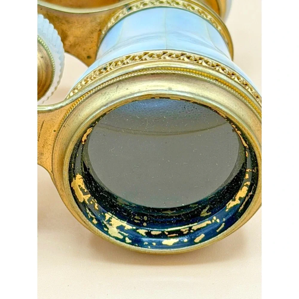 Antique Geo H Doerr Spokane Paris Mother of Pearl Opera Glasses w/ Case